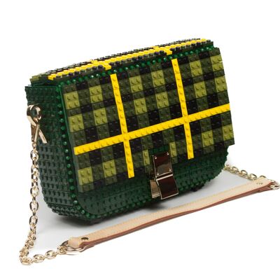 Tartan pattern clip bag forest green