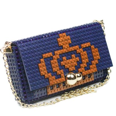 POCHETTE COURONNE CARRÉE BLEU FONCÉ