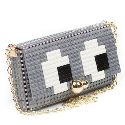 Eyes squared clutch silver
