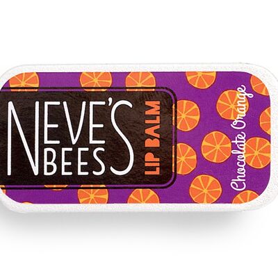Bálsamo labial de naranja y chocolate Neve's Bees - Lata deslizante de 7 g