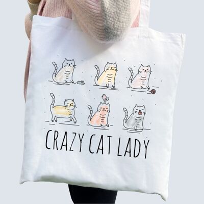 Stofftasche: Verrückte Katzendame