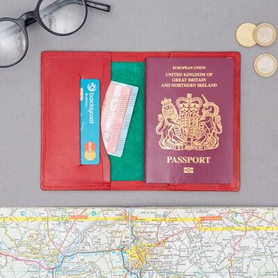 Luxury Bright Leather & Suede Passport Wallet - with gift box