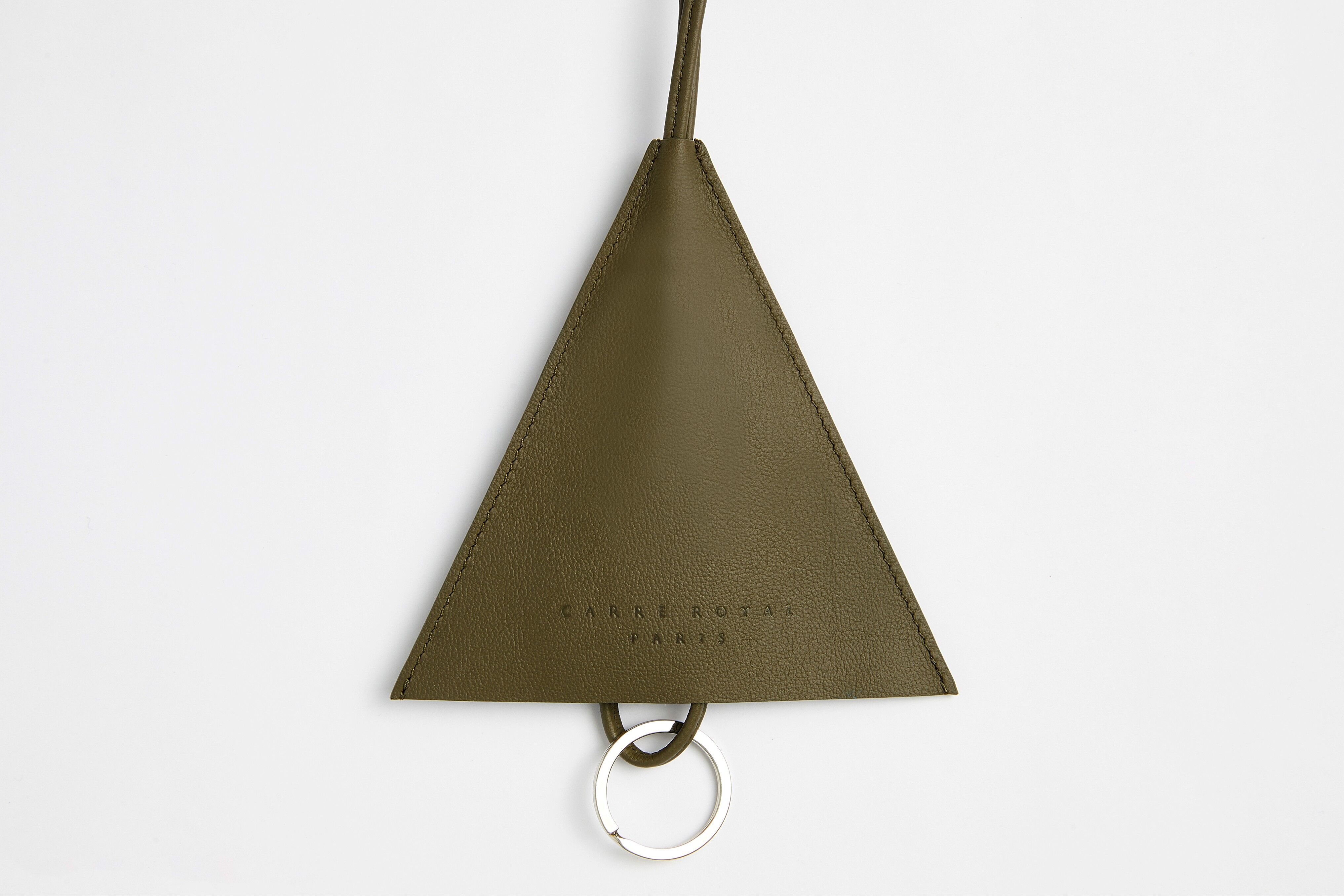 Khaki leather key ring