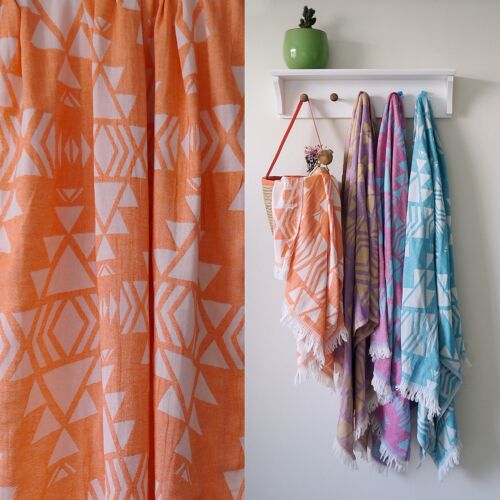 AZTEC Beach Towel & Yoga Towel - Orange & Off White