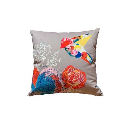 Bird velvet cushion