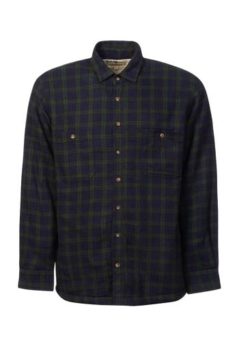 Chemises en flanelle doublées de molleton à col Tartan vert pour hommes - Blackwatch (LV6) 5