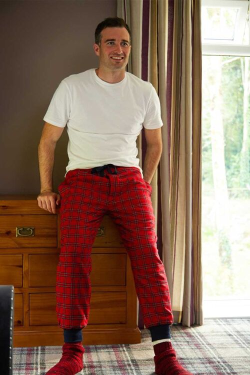 Fleece Lined Flannel Lounge Pants - Red Tartan Royal Stewart (LV27)
