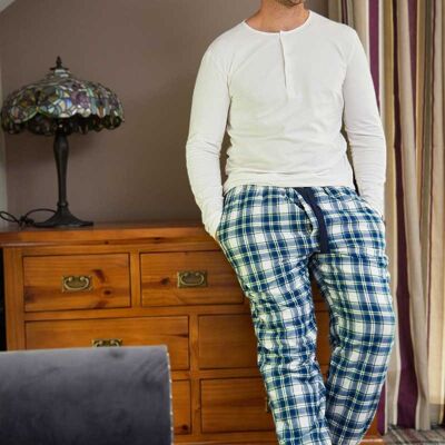 Pantaloni Lounge Flanella Foderati In Pile - Tartan Blu Douglas (LV38)