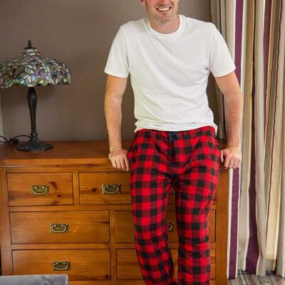 Fleece Lined Flannel Lounge Pants - Red Black Check (LV9)