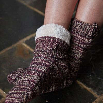 Donegal Fleece Lined Socks - Purple Heather
