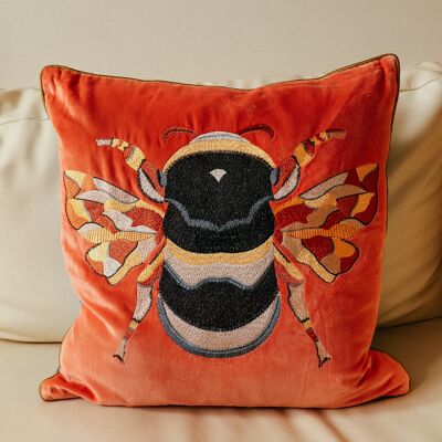Bee rust orange cushion