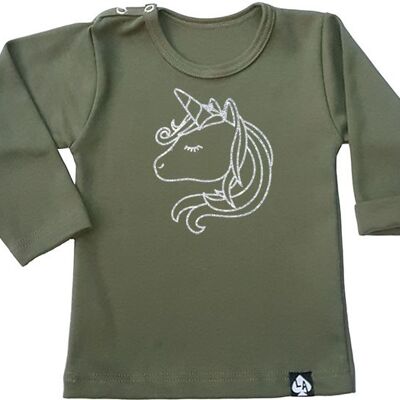Camiseta manga larga Unicornio: Caqui