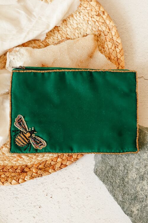 Emerald bee purse large