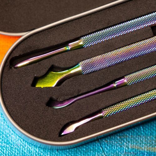 Rainbow Metal Cuticle Pushers Set 4pc