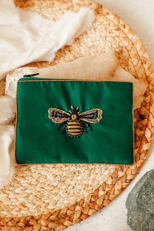 Emerald bee purse small