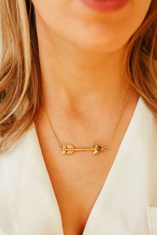 Gold labradorite arrow necklace
