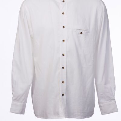 Camisa Grandad de lino sin cuello irlandés LN10 Bleach White