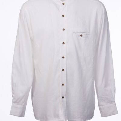 Camisa Grandad de lino sin cuello irlandés LN10 Bleach White