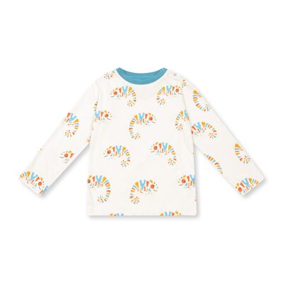 T-shirt biancastra camaleonte