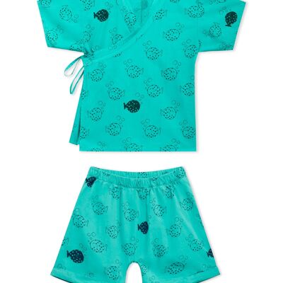 Conjunto Corto Kimono Turquesa Fugu
