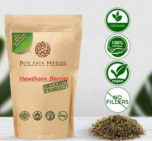 Organic Bio Hawthorn Berry Herbal Tea - Crataegus - Antioxidants, Free Radical Scavenger, Hearth Strengthen - 100g pack - 50 cups