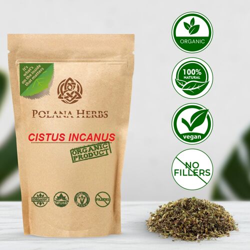 Organic Cistus Incanus Rockrose Loose Herbal Tea - Polyphenol Rich, Detox, Cleanse, Immune System Booster, Strong Antioxidant (100g- 50 cups))