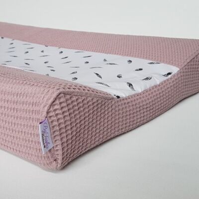 Changing Pad Cover Waffle Dusty Pink/Feathers Black/White