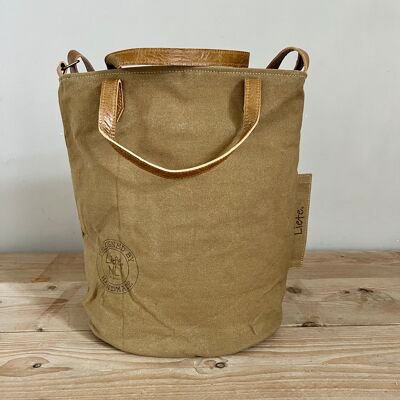 Borsa a secchiello (tela scura vintage) NUOVA grezza