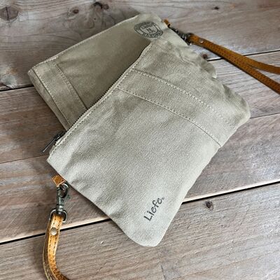 Clutch (recycelte Baumwolle Khaki)