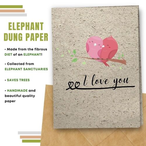 Handmade Eco Friendly Love Cards | Valentine's Day Cards | Made With Plantable Seed Paper, Banana Paper, Elephant Poo Paper, Coffee Paper, Cotton Paper, Lemongrass Paper and more | Pack of 8 Greeting Cards | Love Birds