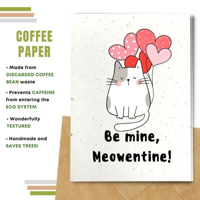 Biglietti d'amore ecologici fatti a mano | Biglietti di San Valentino | Realizzato con carta di semi piantabili, carta banana, carta cacca di elefante, carta caffè, carta cotone, carta citronella e altro | Confezione da 8 biglietti di auguri | Gatto Valentino