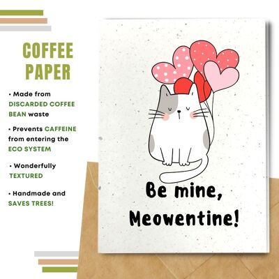 Handmade Eco Friendly Love Cards | Valentine's Day Cards | Made With Plantable Seed Paper, Banana Paper, Elephant Poo Paper, Coffee Paper, Cotton Paper, Lemongrass Paper and more | Pack of 8 Greeting Cards | Cat Valentine