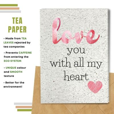 Handmade Eco Friendly Love Cards | Valentine's Day Cards | Made With Plantable Seed Paper, Banana Paper, Elephant Poo Paper, Coffee Paper, Cotton Paper, Lemongrass Paper and more | Pack of 8 Greeting Cards | Pink Love