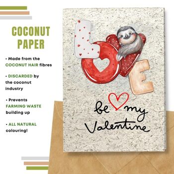 Cartes d'amour écologiques faites à la main | Cartes Saint Valentin | Fabriqué avec du papier de graines à planter, du papier banane, du papier caca d'éléphant, du papier café, du papier coton, du papier citronnelle et plus encore | Lot de 8 cartes de vœux | Amour paresseux 6