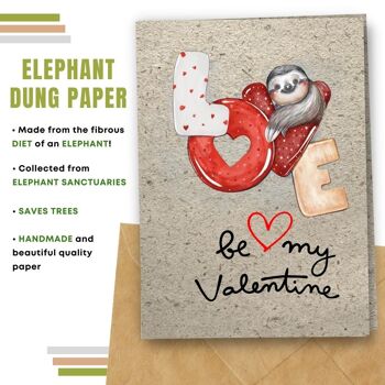 Cartes d'amour écologiques faites à la main | Cartes Saint Valentin | Fabriqué avec du papier de graines à planter, du papier banane, du papier caca d'éléphant, du papier café, du papier coton, du papier citronnelle et plus encore | Lot de 8 cartes de vœux | Amour paresseux 10