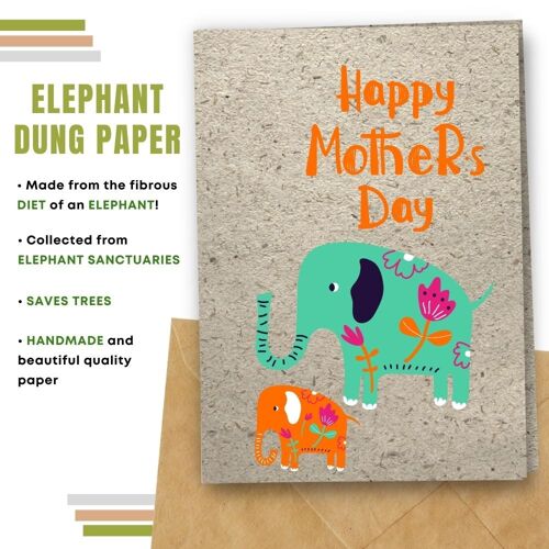 Handmade Eco Friendly Mother's Day Cards | Sustainable Mother Day Cards | Made With Plantable Seed Paper, Banana Paper, Elephant Poo Paper, Coffee Paper, Cotton Paper, Lemongrass Paper and more | Pack of 8 Greeting Cards | Elephants