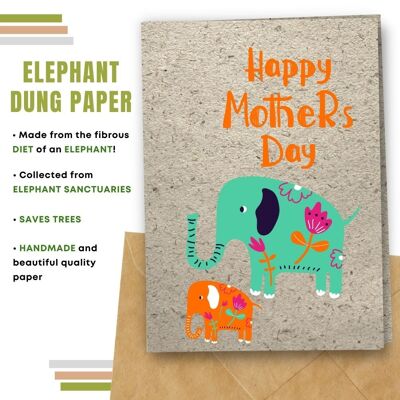 Handmade Eco Friendly Mother's Day Cards | Sustainable Mother Day Cards | Made With Plantable Seed Paper, Banana Paper, Elephant Poo Paper, Coffee Paper, Cotton Paper, Lemongrass Paper and more | Pack of 8 Greeting Cards | Elephants