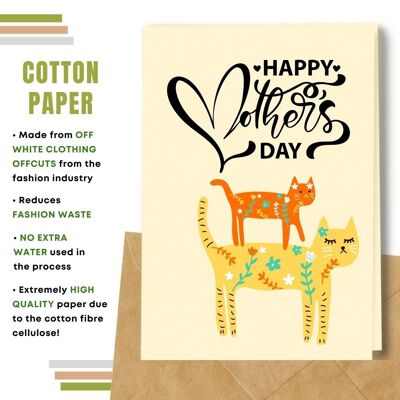 Handmade Eco Friendly Mother'd Day Cards | Sustainable Mother Day Cards | Made With Plantable Seed Paper, Banana Paper, Elephant Poo Paper, Coffee Paper, Cotton Paper, Lemongrass Paper and more | Pack of 8 Greeting Cards | Cats