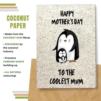Handmade Eco Friendly Mother's Day Cards | Sustainable Mother Day Cards | Made With Plantable Seed Paper, Banana Paper, Elephant Poo Paper, Coffee Paper, Cotton Paper, Lemongrass Paper and more | Pack of 8 Greeting Cards | Coolest Mum