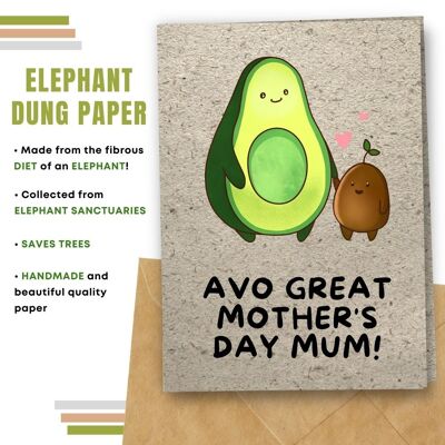 Handmade Eco Friendly Mother's Day Cards | Sustainable Mother Day Cards | Made With Plantable Seed Paper, Banana Paper, Elephant Poo Paper, Coffee Paper, Cotton Paper, Lemongrass Paper and more | Pack of 8 Greeting Cards |  Avo Great Day