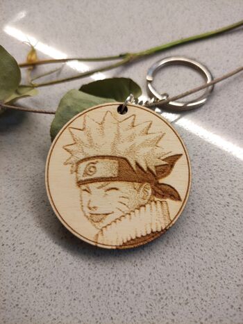 Porte-clés Naruto en bois, porte-clés Anime 1