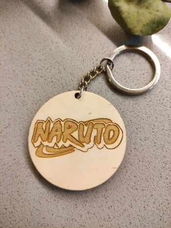 Porte-clés Naruto en bois, porte-clés Anime 8