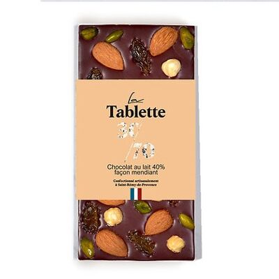 Tablette chocolat au lait mendiant