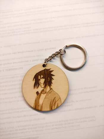 Porte-clés Naruto en bois, Porte-clés Anime, Sasuke 3