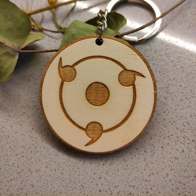 Wooden Naruto Keychain, Anime Keyring, Uchiha Clan