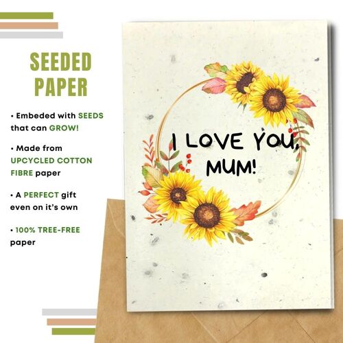 Handmade Eco Friendly Mother's Day Cards | Sustainable Mother Day Cards | Made With Plantable Seed Paper, Banana Paper, Elephant Poo Paper, Coffee Paper, Cotton Paper, Lemongrass Paper and more | Pack of 8 Greeting Cards |  Garland