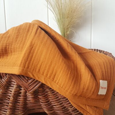 Baby blanket – brown- Organic 4 layers of cotton gauze / 115*85 cm