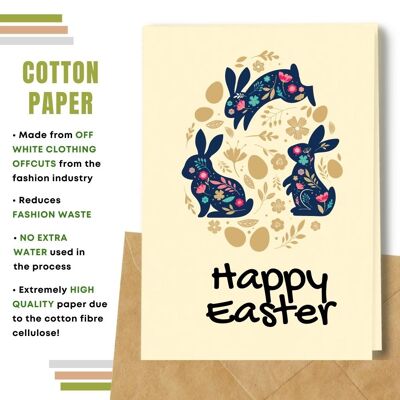 Biglietti di Pasqua ecologici fatti a mano | Biglietti di Pasqua sostenibili | Realizzato con carta di semi piantabili, carta banana, carta cacca di elefante, carta caffè, carta cotone, carta citronella e altro | Confezione da 8 biglietti di auguri | Luppoli di Pasqua