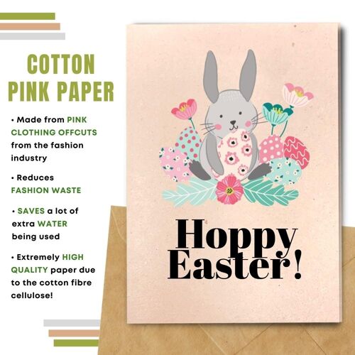 Handmade Eco Friendly Easter Cards | Sustainable Easter Cards | Made With Plantable Seed Paper, Banana Paper, Elephant Poo Paper, Coffee Paper, Cotton Paper, Lemongrass Paper and more | Pack of 8 Greeting Cards | Hoppy Easter