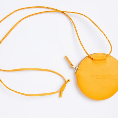 Round leather mini-bag Yellow